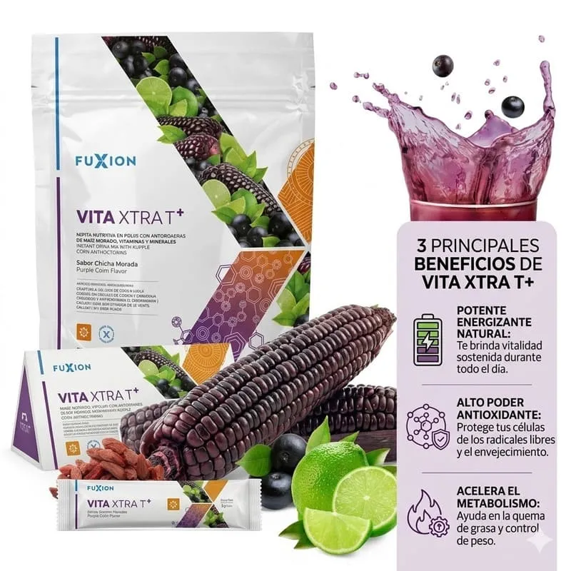 VitaXtra T+ Fuxion. Energía natural con vitaminas y antioxidantes para mejorar el rendimiento físico y mental.